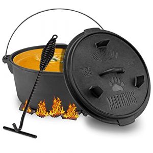 MATUNUS Dutch Oven Set - Eingebrannter Feuertopf aus Gusseisen
