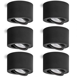6 Stück linovum LED Aufbauspot SMOL schwarz - flach & schwenkbar