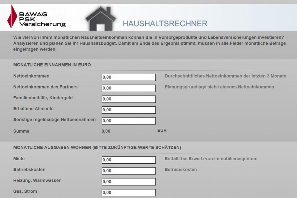 Haushaltsrechner Im Vergleich Finanzierungen Diybook At