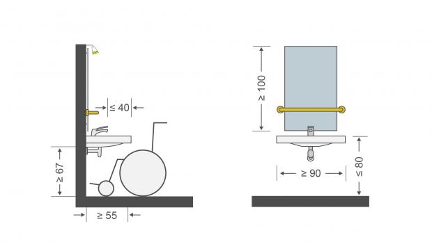 Barrierefreier Waschtisch gemäß Richtlinien