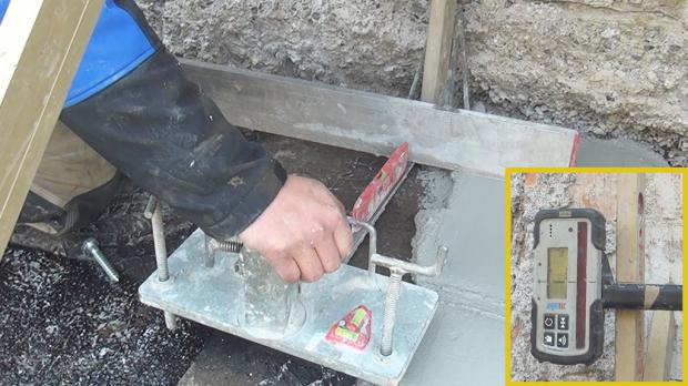 Bodenplatte nivellieren - Mörtelbett zu allen Seiten fertigstellen