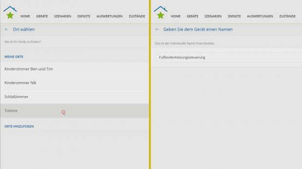 Raum zuordnen und Namen vergeben