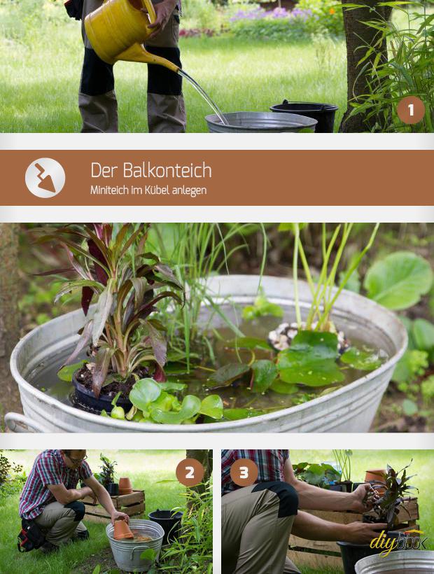 gartenteich im blumentopf, der balkonteich: miniteich im kübel anlegen - anleitung @ diybook.at, Design ideen